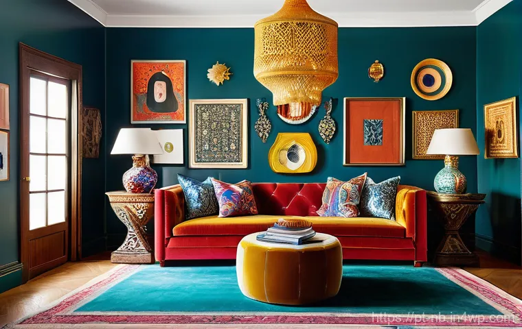 맥시멀리즘과 예술  공간 속의 조화 - Prompt 1: A Vibrant Maximalist Living Room**