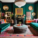 Home 18 유행을 반영한 맥시멀리즘 스타일 - **A Maximalist Living Room Oasis:**
A vibrant and opulent maximalist living room, brimming with ...