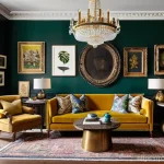 Home 16 아트워크 활용한 맥시멀리즘 공간 연출 - **A Maximalist Living Room with a Curated Gallery Wall:**
"A breathtaking maximalist living room...